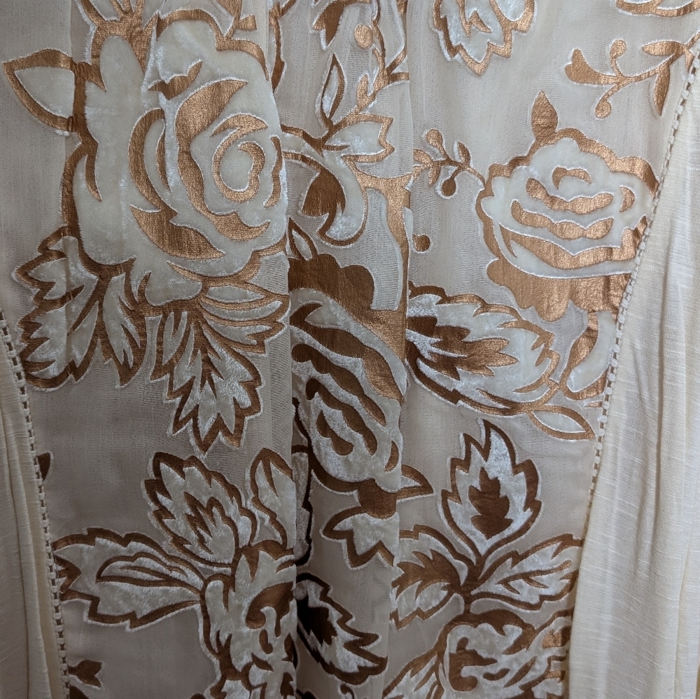 Anthropologie Meadow Rue Cream and Gold Floral Shirt,Medium, Wonderful Condition - Picture 3 of 3
